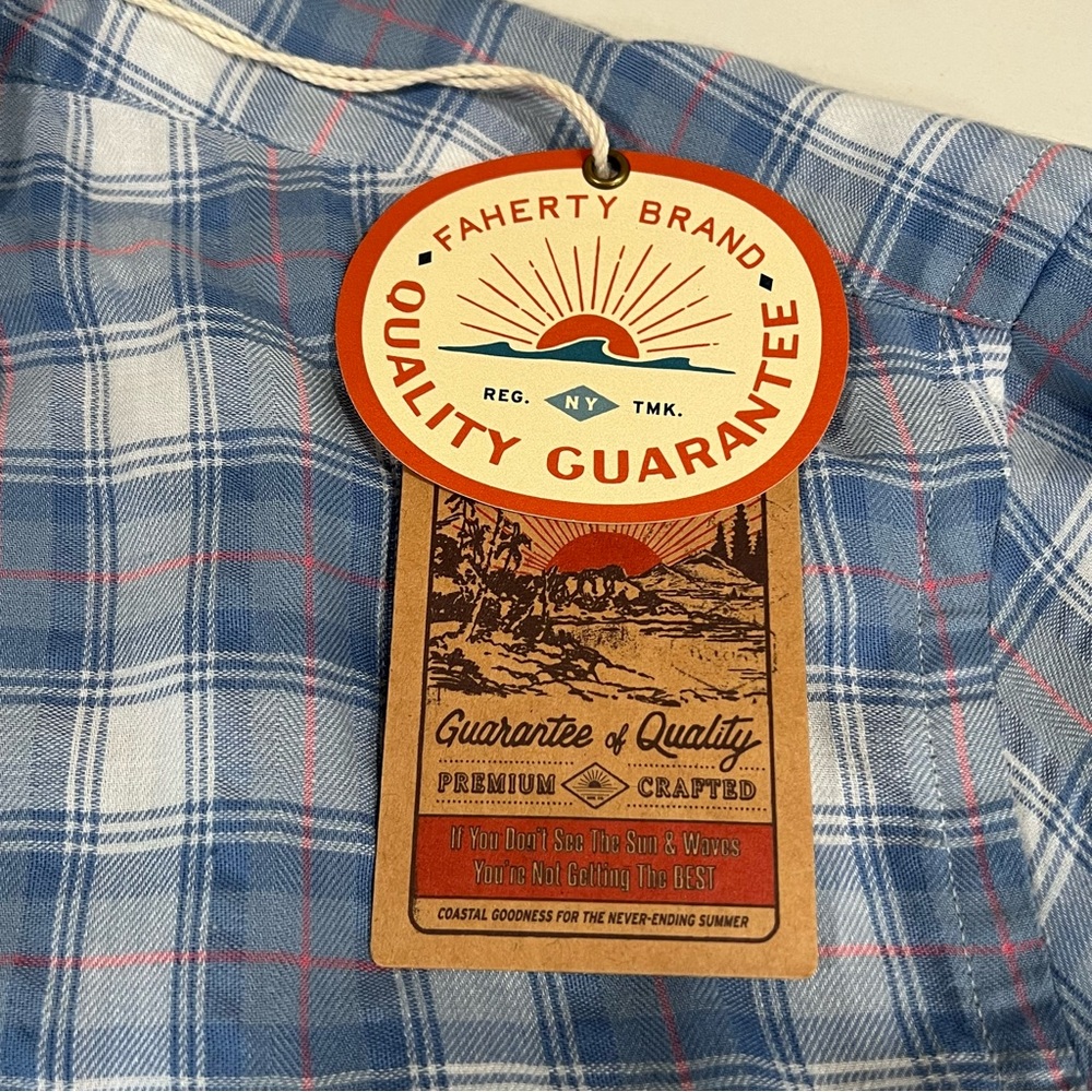 Faherty Men's Blue Harbor Bristol Plaid Shirt tropical cotton shirt size XXL NWT - Picture 5 of 13